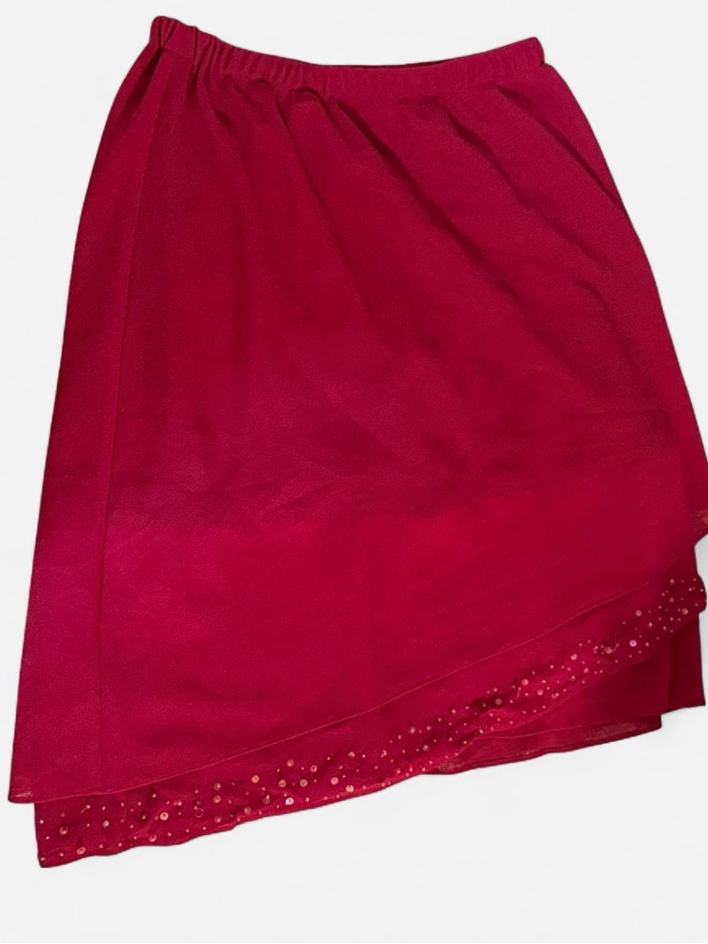 Amanda Smith Fuchsia Layered High-Low Skirt with Sequin Trim